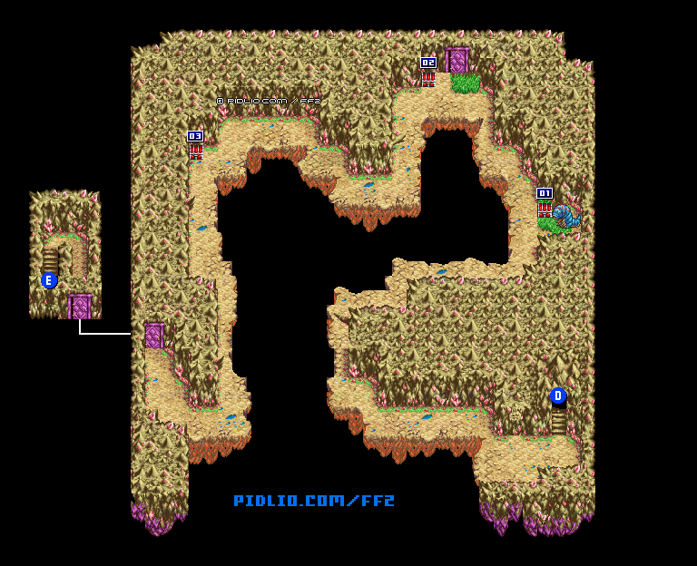 リメイク版謎の洞窟ラキアB5のマップ画像 ／ FF2攻略