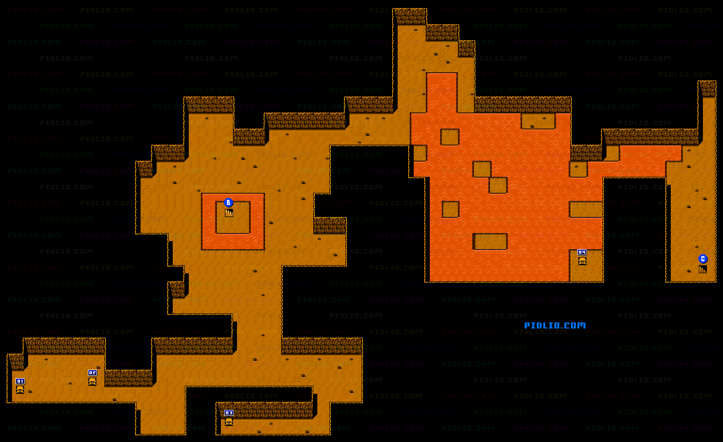 アッチッチ洞窟のマップ画像：3 ／ がんばれゴエモン外伝・消えた黄金キセル攻略