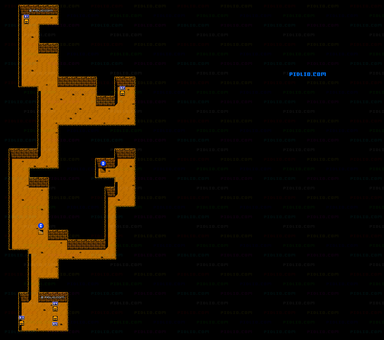 アッチッチ洞窟のマップ画像：4 ／ がんばれゴエモン外伝・消えた黄金キセル攻略