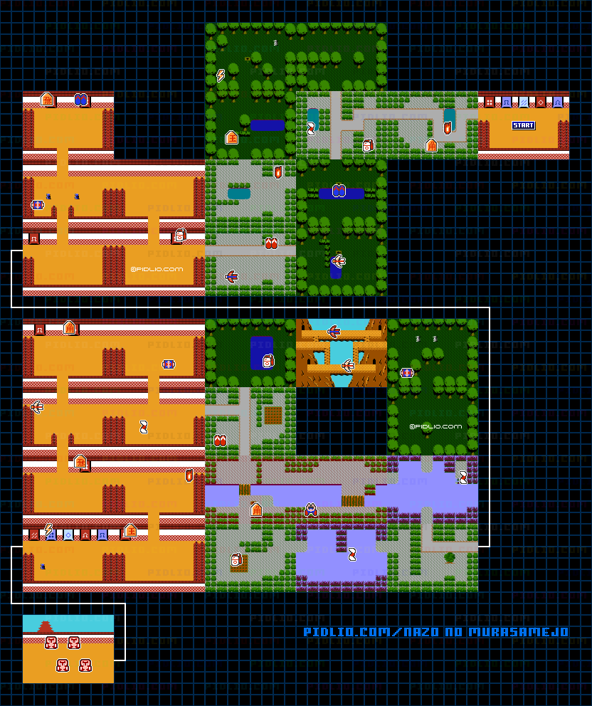 STAGE2-1：赤雨城・道中のマップ画像 ／ 謎の村雨城攻略 ─ pidlio.com