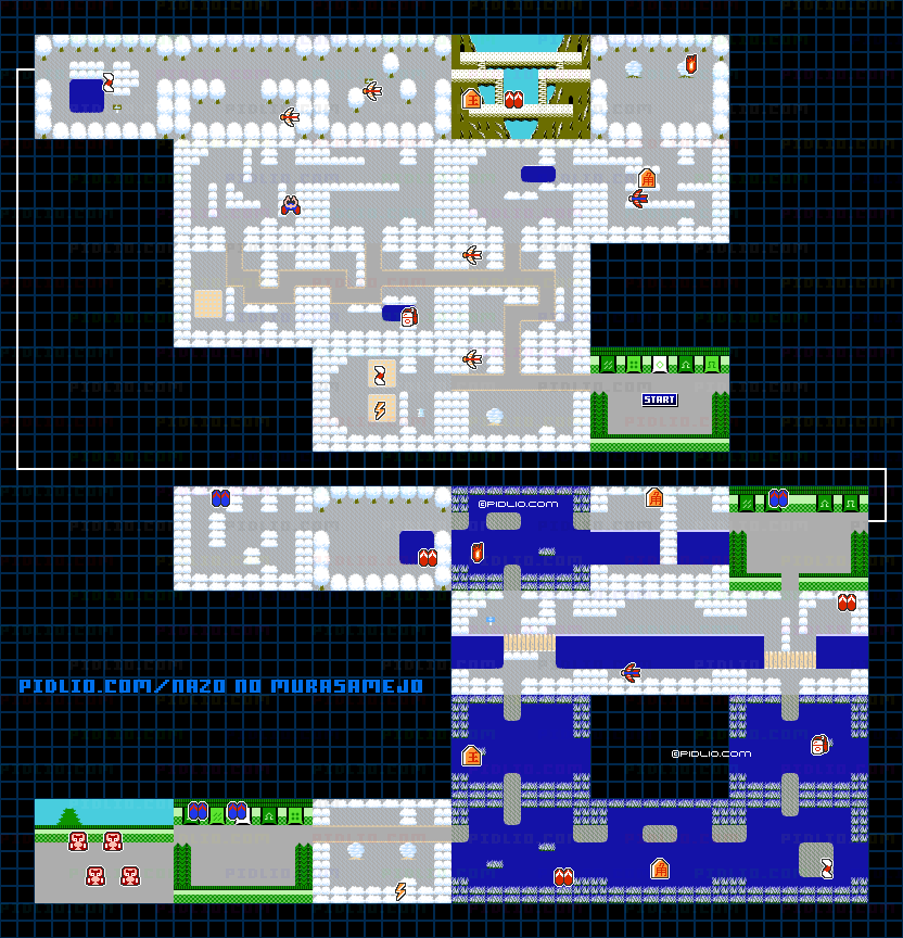 STAGE1-1:青雨城・道中のアイテムマップ画像 / 謎の村雨城攻略 ─ pidlio.com
