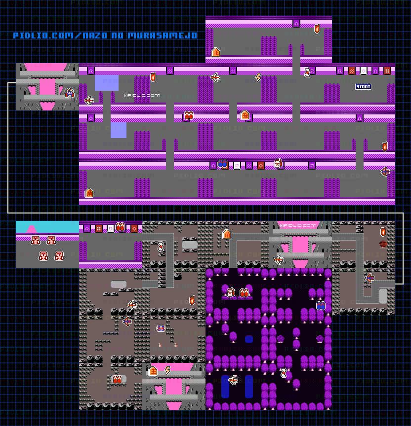 STAGE4-1：桃雨城・道中のアイテムマップ画像 ／ 謎の村雨城攻略 ─ pidlio.com