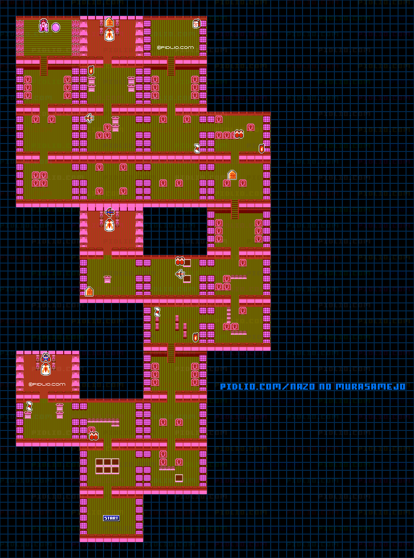 STAGE4-2：桃雨城・城内のアイテムマップ画像 ／ 謎の村雨城攻略 ─ pidlio.com