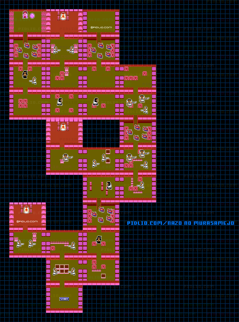 STAGE4-2：桃雨城・城内の敵マップ画像 ／ 謎の村雨城攻略 ─ pidlio.com
