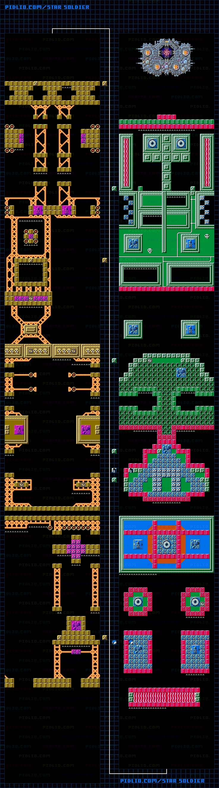 表ステージ16のマップ画像 ／ スターソルジャー攻略 ─ pidlio.com