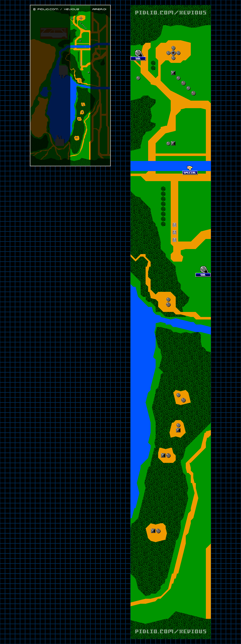 エリア01のマップ画像 ／ FC版ゼビウス（XEVIOUS）攻略 ─ pidlio.com