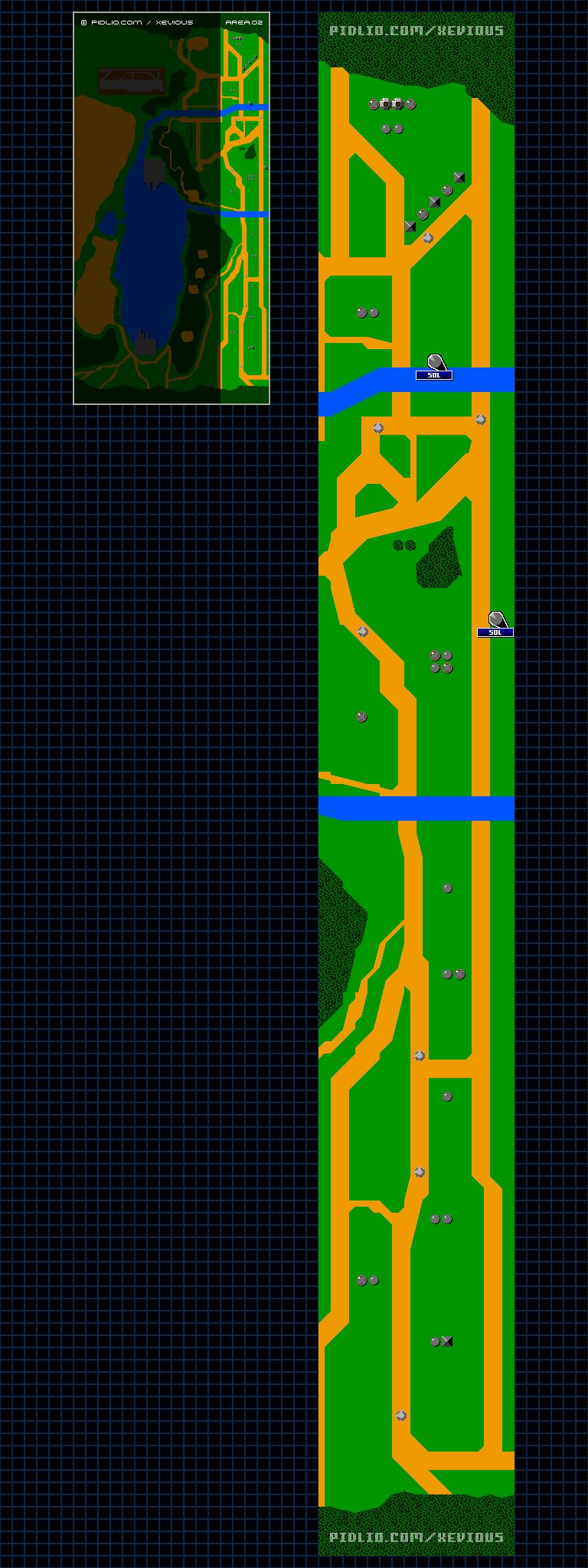 エリア02のマップ画像 ／ FC版ゼビウス（XEVIOUS）攻略 ─ pidlio.com