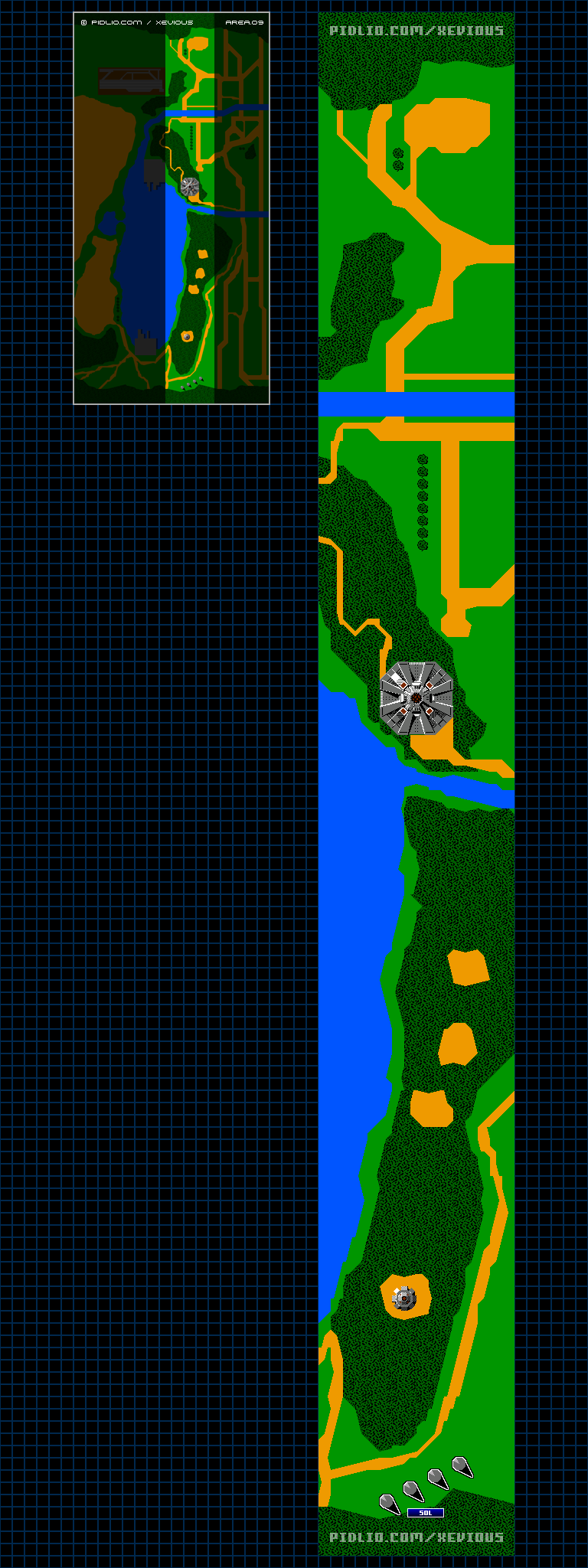 エリア09のマップ画像 ／ FC版ゼビウス（XEVIOUS）攻略 ─ pidlio.com