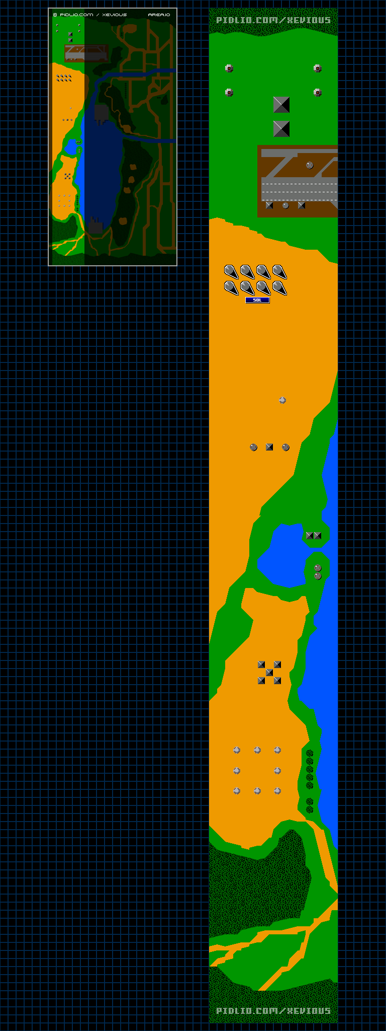 エリア10のマップ画像 ／ FC版ゼビウス（XEVIOUS）攻略 ─ pidlio.com