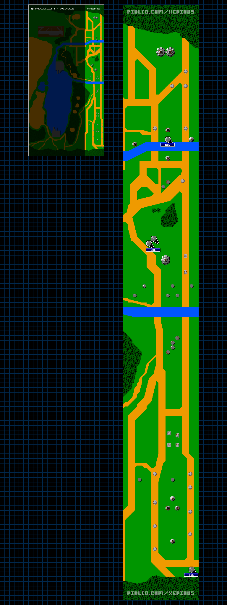 エリア16のマップ画像 ／ FC版ゼビウス（XEVIOUS）攻略 ─ pidlio.com