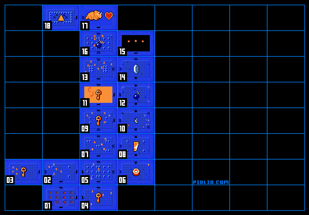 LEVEL2の迷宮の攻略マップ：画像 ／ ゼルダの伝説1攻略