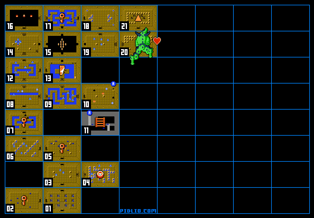 LEVEL4の迷宮の攻略マップ：画像 ／ ゼルダの伝説1攻略