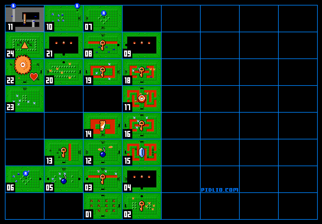 LEVEL5の迷宮の攻略マップ：画像 ／ ゼルダの伝説1攻略