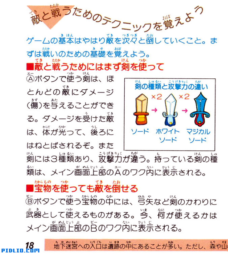 FC版ゼルダの伝説1 説明書 P18（画像）：FC版ゼルダの伝説1攻略